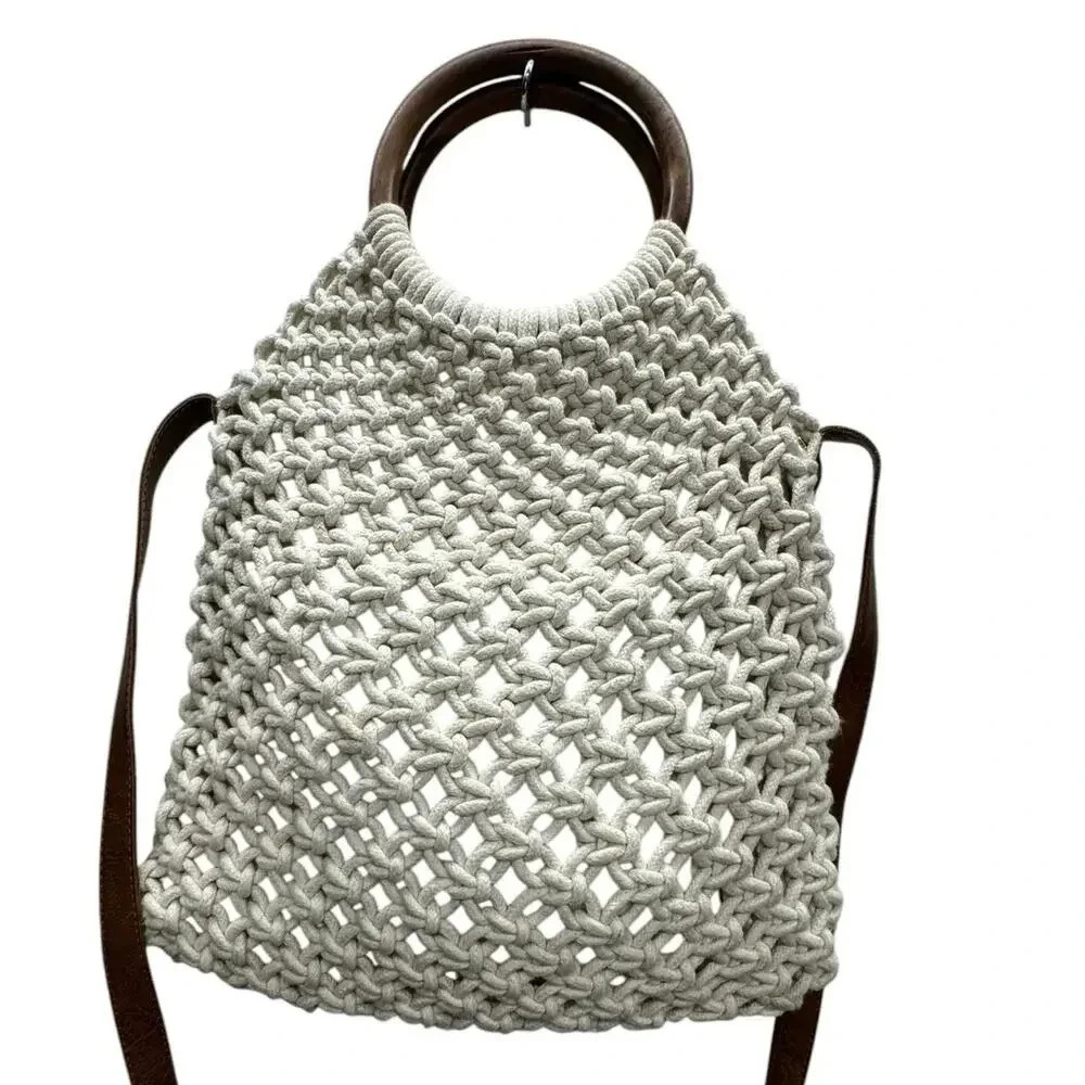 Sigrid Olsen Handcrafted Natural Macrame Crossbody Fully Lined Snap Close Bag - Picture 5 of 16